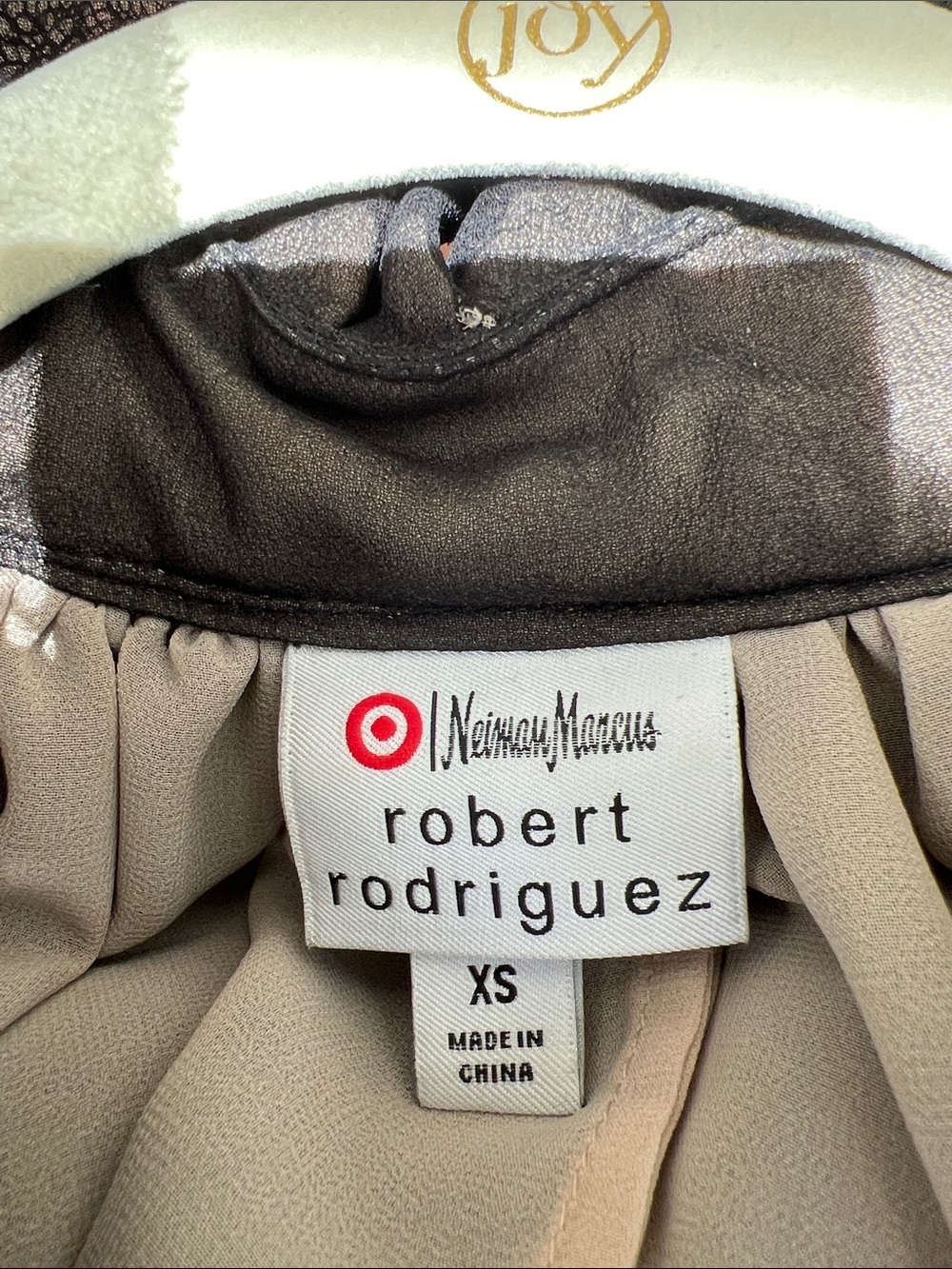 Robert Rodriguez Beige and Black Blouse - Draped Neckline